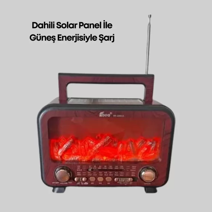 ® Yeni Ürün Taşınabilir Şömine Görünümlü Bluetooth HoparlörSolar Şarjlı Alev Işıklı 7w Ses