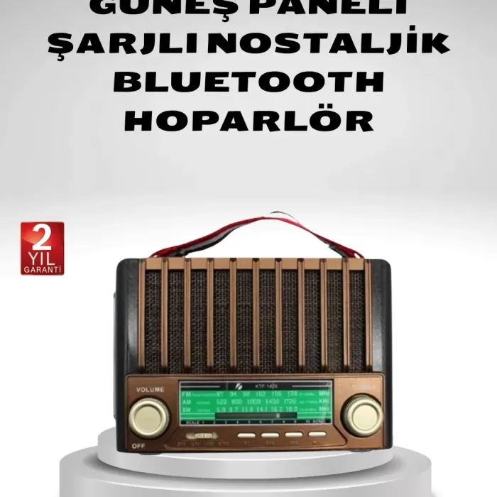 ® Yeni Ürün Taşınabilir Hoparlör Güneş Panelli Bluetooth Usb Sd Fm Am Sw Radyo