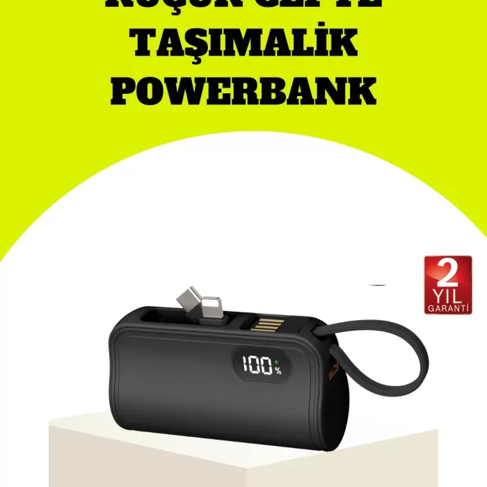 ® Yeni Ürün Dahili Type-c Konektörlü Mini 2000mah Powerbank