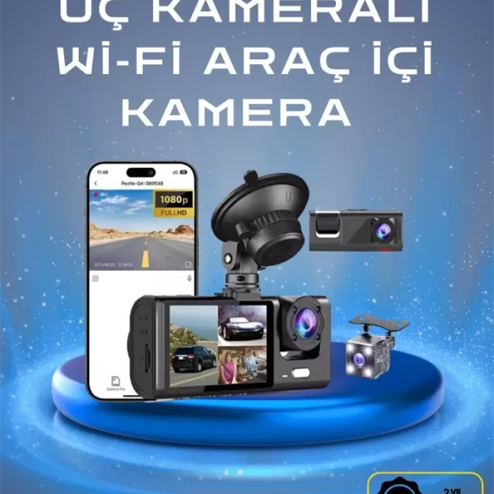 ® Yeni Ürün Üç Kameralı 1080p Full Hd Araç İçi KameraG-sensörlü Ve Gece Görüşlü