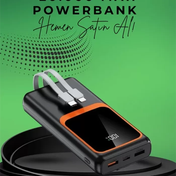 ® Yeni Ürün 20000 Mah Taşınabilir Powerbank | Çok Kablolu Hızlı Şarj Destekli (22.5w)
