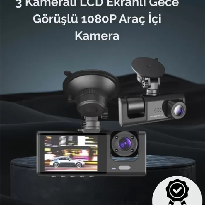 ® Yeni Ürün 1. 3 Kameralı Full Hd Araç KamerasıÖn İç Ve Arka Görüş İle %100 Kapsama