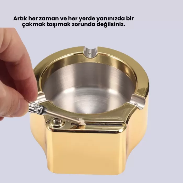 ® Yeni Ürün Çakmaklı Küllük Paslanmaz Metal Dayanıklı Tasarım