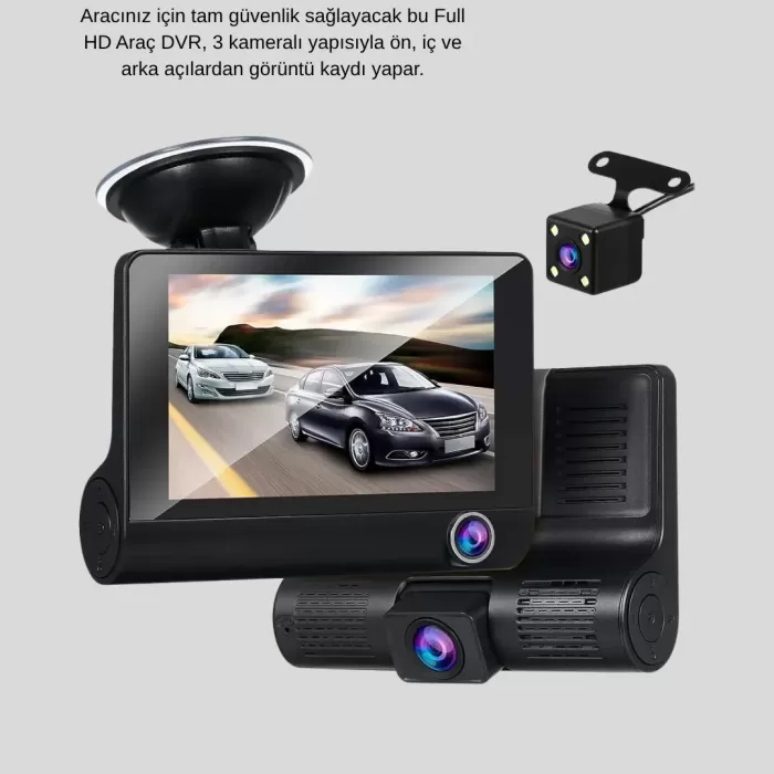 ® Yeni Ürün Araç Dvr Kamerası 3’lü 170° Geniş Açılı Full Hd Ve Park Destekli