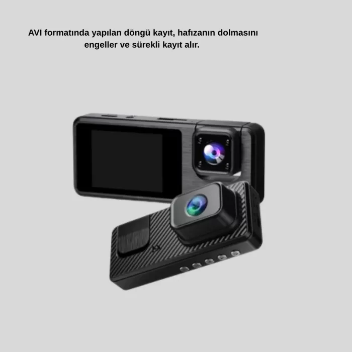 ® Yeni Ürün 3 Kameralı Araç Dvr 1080p Ön + Hd Arka + İç Kamera Döngü Kayıt 2’’ Ekran