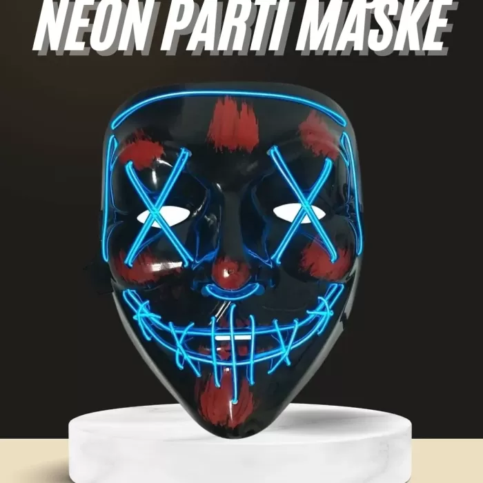 ® Yeni Ürün Işıklı Led Maske Parti Eğlence Maskesi Hallowen Neon Maske