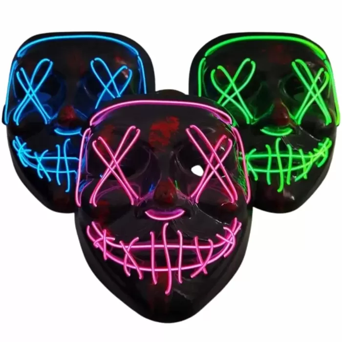 ® Yeni Ürün Işıklı Led Maske Parti Eğlence Maskesi Hallowen Neon Maske