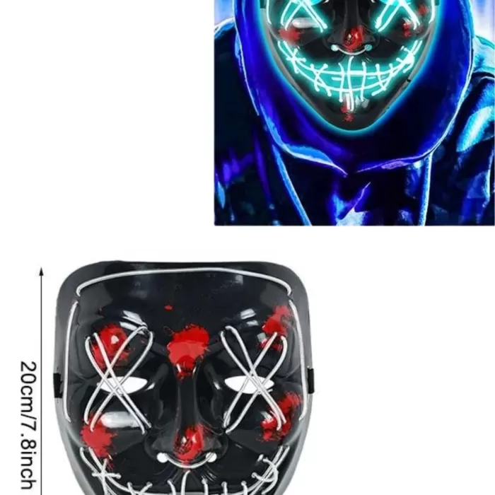 ® Yeni Ürün Işıklı Led Maske Parti Eğlence Maskesi Hallowen Neon Maske