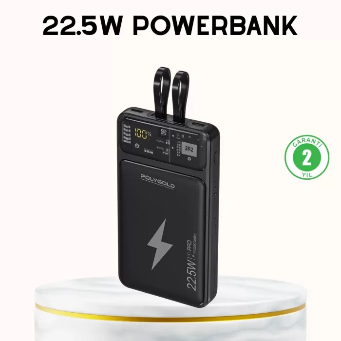 ® Yeni Ürün Powerbank Hızlı Şarj 10000 Mah Dahili Kablo