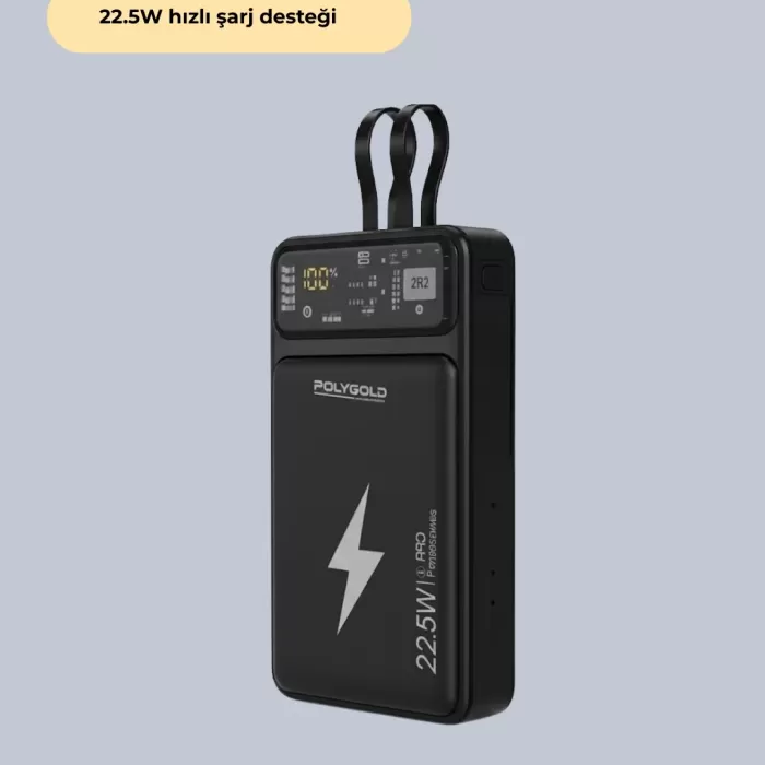 ® Yeni Ürün Powerbank Hızlı Şarj 10000 Mah Dahili Kablo