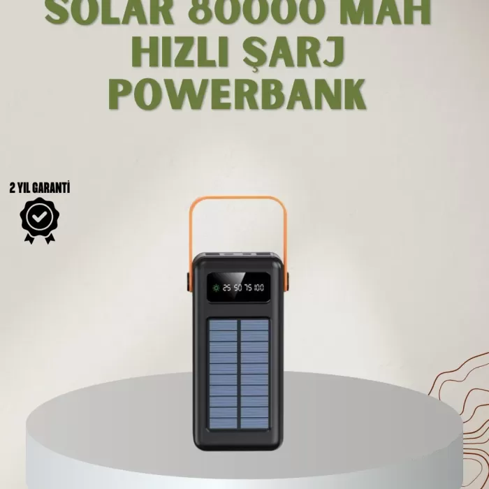 ® Yeni Ürün Powerbank Solar Fenerli Çoklu Kablolu Taşınabilir Şarj Aleti
