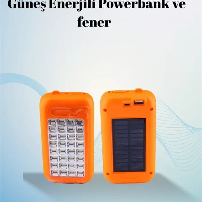 ® Yeni Ürün Gold Silver Güneş Enerjili Powerbank Işıldak – 10000 Mah 32 Led Çift Usb Su Geçirmez