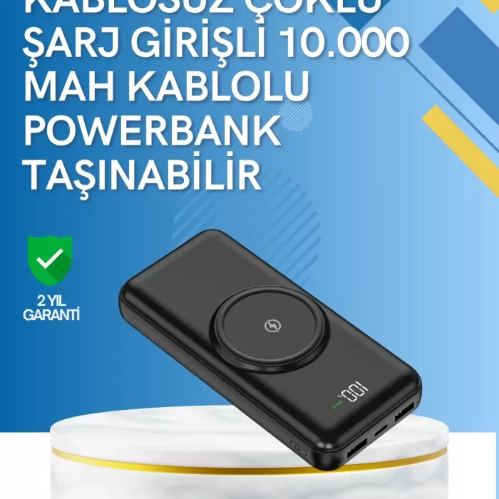 ® Yeni Ürün Ve Android Uyumlu 10000mah Powerbank – Hem Kablolu Hem Kablosuz