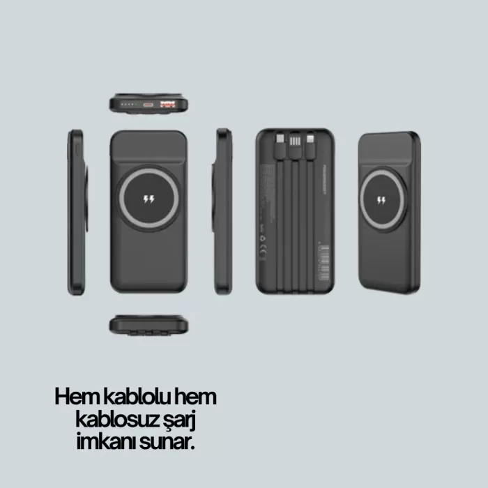 ® Yeni Ürün Ve Android Uyumlu 10000mah Powerbank – Hem Kablolu Hem Kablosuz
