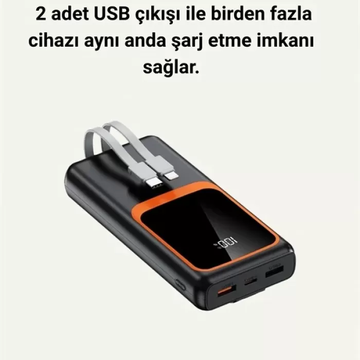 ® Yeni Ürün 20.000 Mah Powerbank – 22.5w Hızlı Şarj Çok Kablolu Dijital Göstergeli