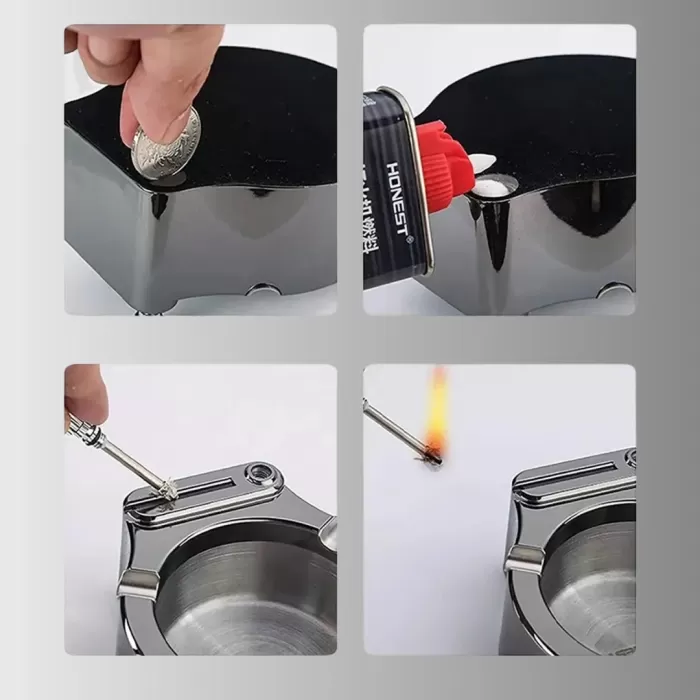 ® Yeni Ürün Metal Küllük Çakmaklı Masa Üstü Şık Tasarım