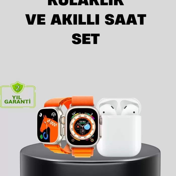 ® Yeni Ürün S8 Ultra Akıllı Saat Ve Bluetooth Kablosuz Kulaklık 2’li Set