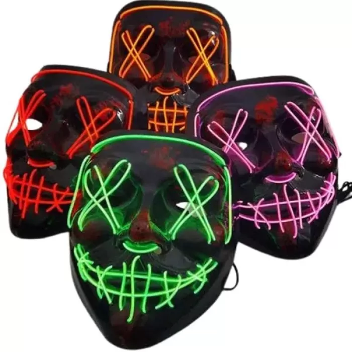 ® Yeni Ürün Led Işıklı Neon Maske Cadılar Bayramı Maskesi Korkunç Korku Maskesi