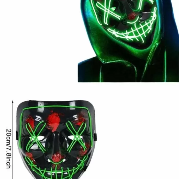 ® Yeni Ürün Led Işıklı Neon Maske Cadılar Bayramı Maskesi Korkunç Korku Maskesi