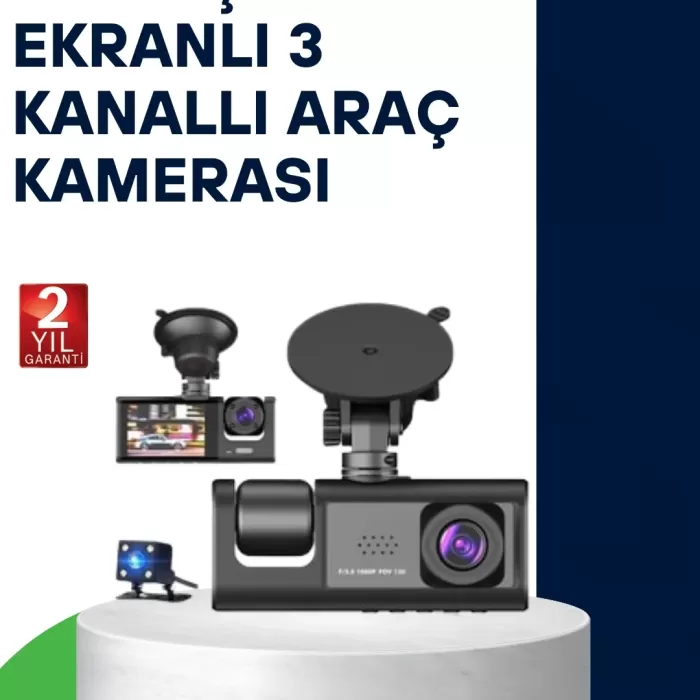 ® Yeni Ürün Üç Kameralı Araç Kamerası Full Hd Gece Görüş  G-sensör