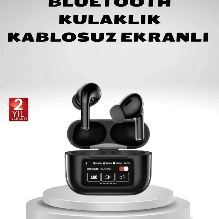 ® Yeni Ürün Aktif Gürültü Engelleme (anc) Kablosuz Bluetooth Kulaklık – Dijital Ekranlı Dokunmatik Ve Uzun Pil Ömürlü