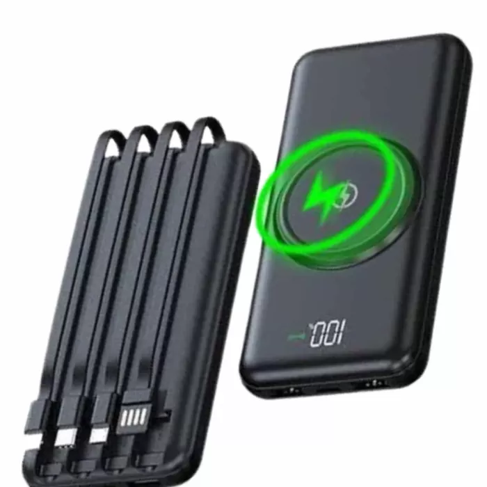 ® Yeni Ürün Wireless Powerbank 10000 Mah Led Ekranlı Dahili Kablolu Hızlı Şarj