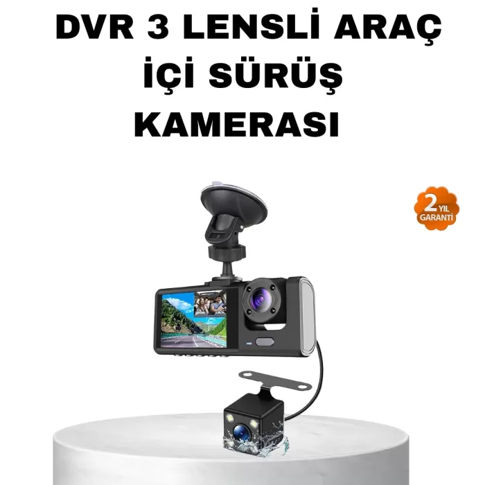 ® Yeni Ürün Üç Kameralı Araç İçi Kayıt Sistemi Full Hd Gece Görüşlü Ve G-sensör Destekli