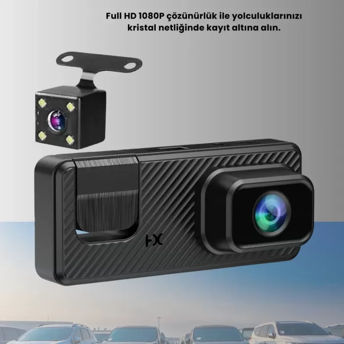 ® Yeni Ürün 3 Kameralı Araç İçi Dvr Kayıt Cihazı  Ön İç Arka Kamera Full Hd