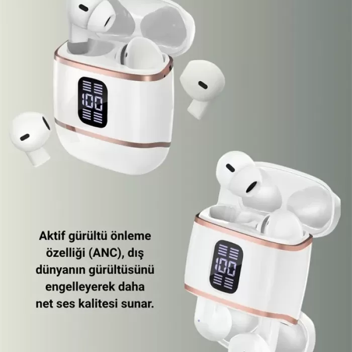 ® Yeni Ürün Dijital Göstergeli Bluetooth Kulakiçi Kulaklık – 4’lü Paket Gürültü Engellemeli