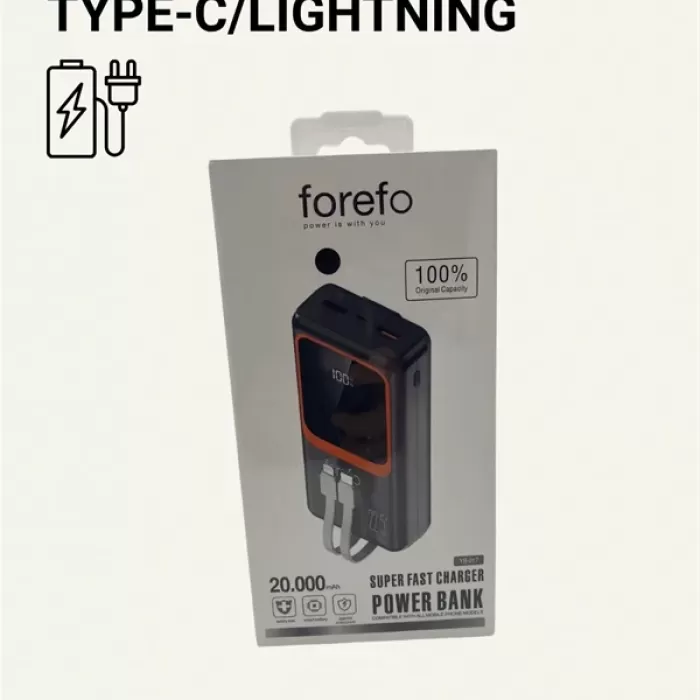 ® Yeni Ürün Powerbank 20000 Mah | 22.5w Hızlı Şarj Dahili Kablolu Lcd Ekranlı Şarj Cihazı