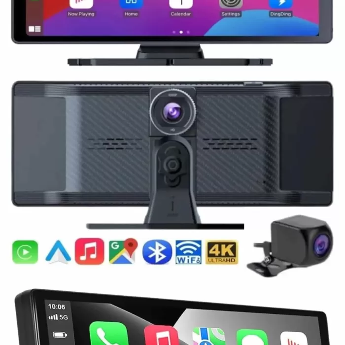 ® Yeni Ürün 4k 10.2 İnç Çift Kameralı Araç Multimedya Ekranı Carplay Kablosuz Tüm Cihazlara Uyumlu