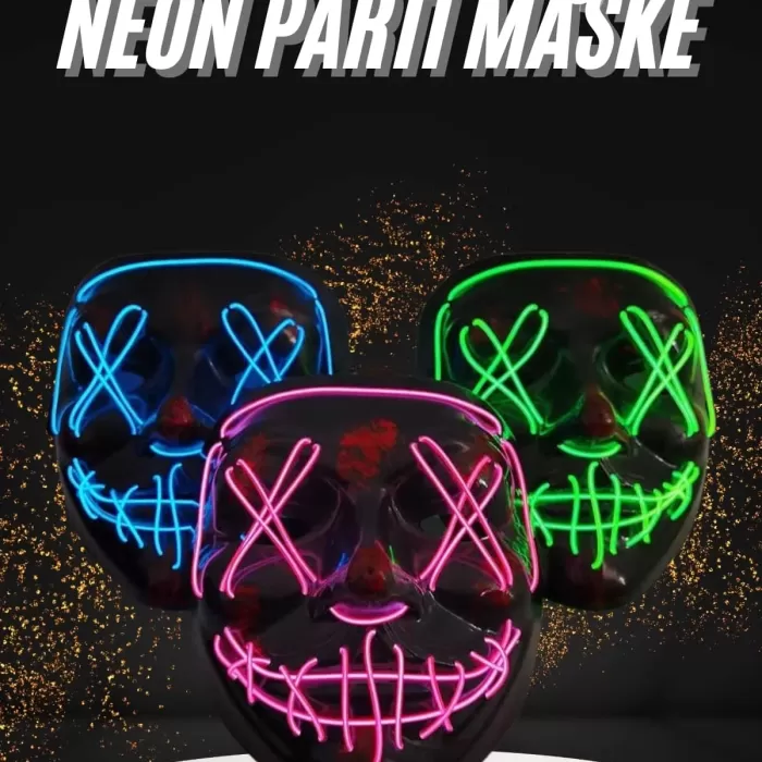 ® Yeni Ürün Hallowen Parti Maskesi Neon Led Işıklı Maske 3 Modlu Cadılar Bayramı Maskesi