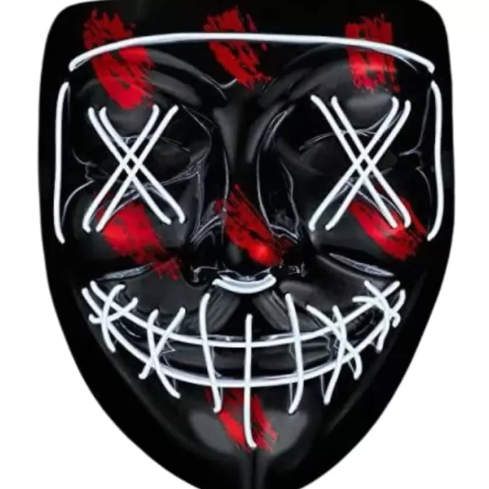 ® Yeni Ürün Hallowen Parti Maskesi Neon Led Işıklı Maske 3 Modlu Cadılar Bayramı Maskesi