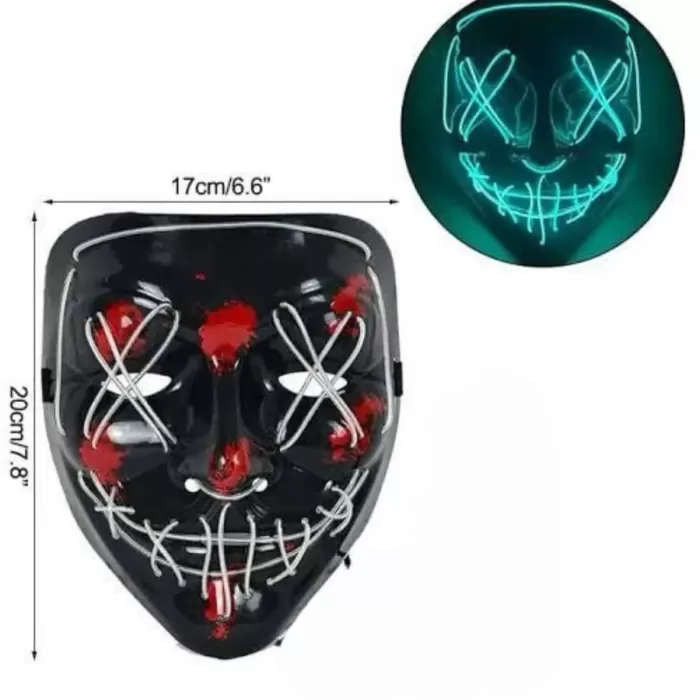 ® Yeni Ürün Hallowen Parti Maskesi Neon Led Işıklı Maske 3 Modlu Cadılar Bayramı Maskesi