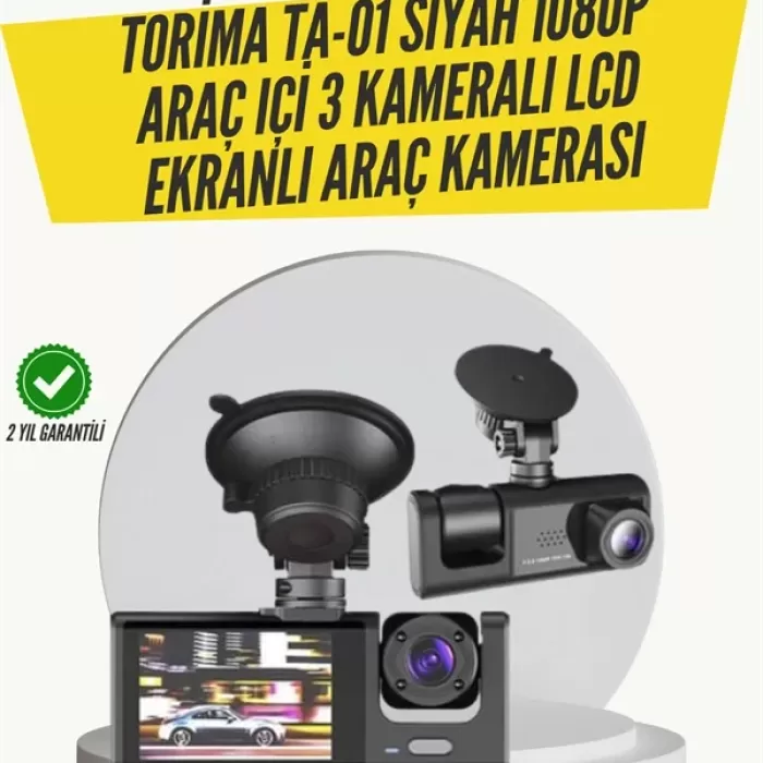 ® Yeni Ürün Ta-01 3 Kameralı 1080p Araç Kamerası Siyah