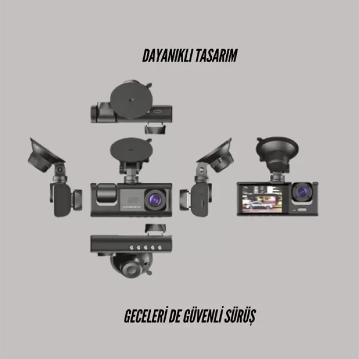 ® Yeni Ürün Ta-01 3 Kameralı 1080p Araç Kamerası Siyah