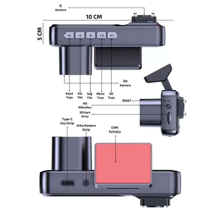 ® Yeni Ürün Geri Görüş Destekli Full Hd Araç KamerasıGelişmiş 3 Kameralı Kayıt Çözümü