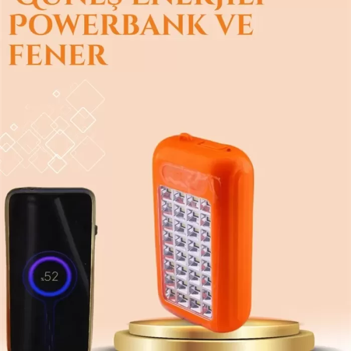® Yeni Ürün Gold Silver Güneş Enerjili Powerbank Işıldak – 10000 Mah Taşınabilir Suya Dayanıklı 32 Led