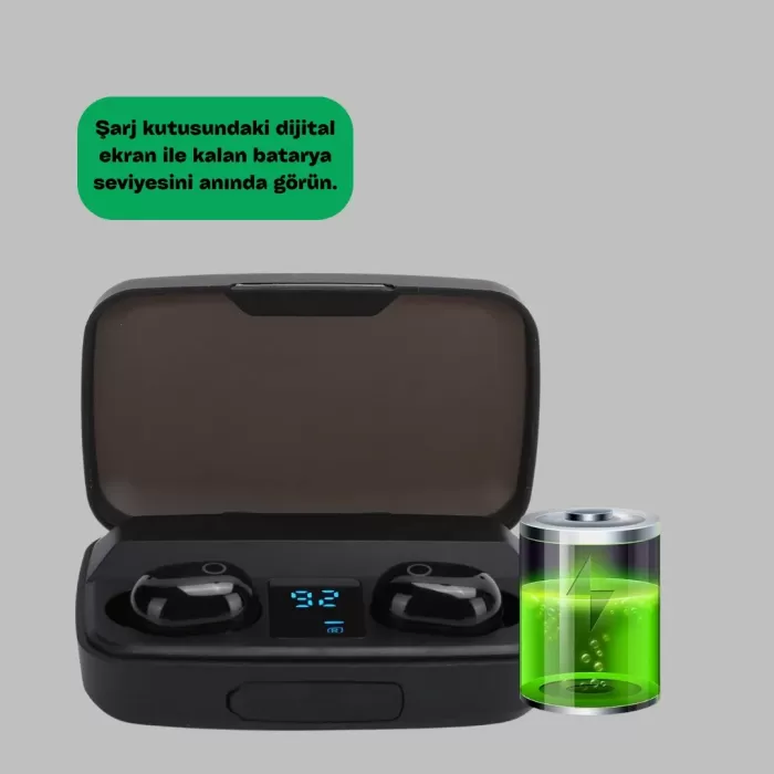 ® Yeni Ürün Dokunmatik Kontrollü Abs Malzemeli Bluetooth Kulaklık + Yüksek Kapasiteli Kutu