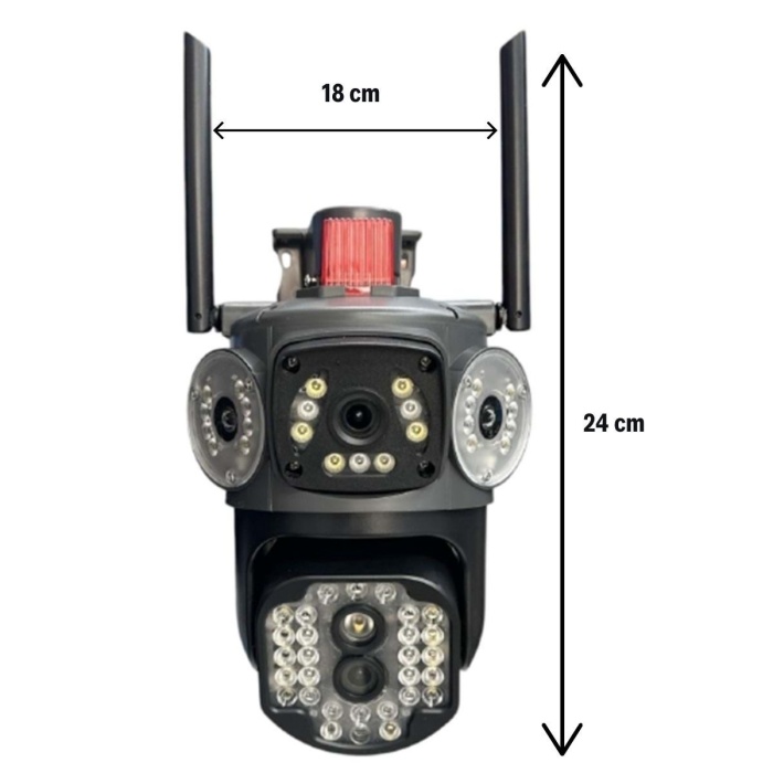 ® Yeni Ürün Kablolu Akıllı Güvenlik Kamerası4 Kameralı Çok Lensli, 360° PTZ Hareketli, Çift Antenli, Gece Görüşlü, Dış Mekan IP Kamera