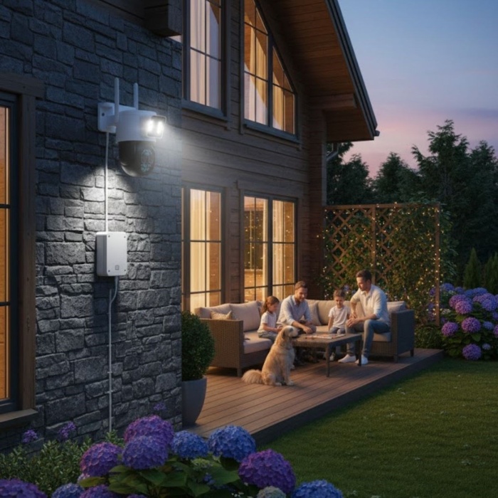 ® Yeni Ürün 3 Kameralı Kablolu Akıllı Güvenlik Kamerası360° PTZ Hareketli, Çift Antenli, WiFi IP, Gece Görüşlü Dış Mekan Kamera