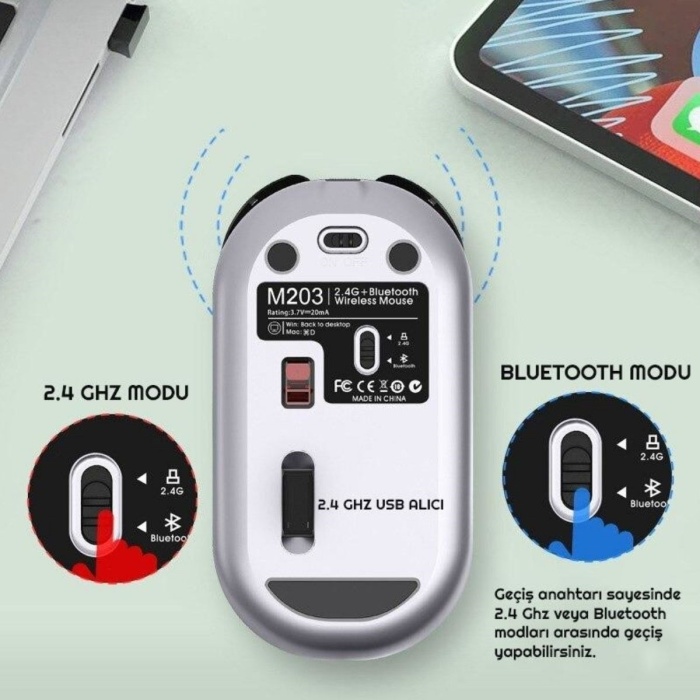 ® Yeni Ürün Sessiz Kablosuz MouseWireless Optik Mouse, Sessiz Tıklama, Ergonomik Tasarım