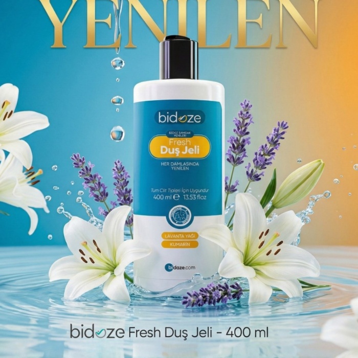 ® Yeni Ürün Bidoze Fresh Beyaz Zambak Kokulu Duş Jeli 400 Ml | Lavanta Yağı Özlü Nemlendirici Vücut Şampuanı