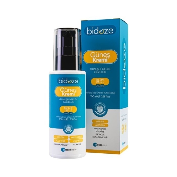 ® Yeni Ürün Bidoze Güneş Kremi 50+ SPF | Leke Karşıtı Onarıcı, Alpha-Arbutin Ginseng ve Kolajen