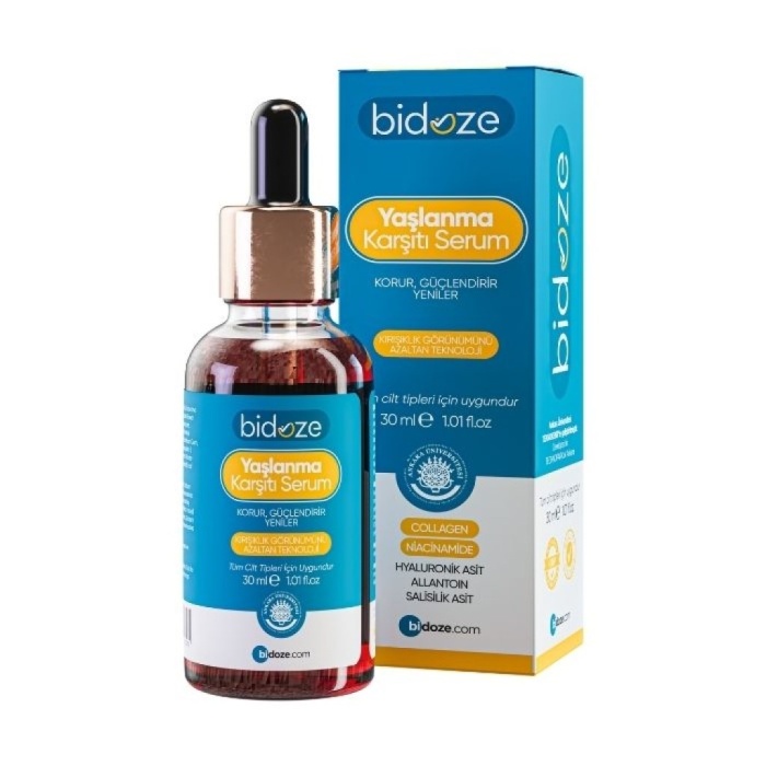® Yeni Ürün Bidoze Yaşlanma Karşıtı Serum 30 Ml | Peptit Kompleksi Ginseng ve Kolajenli Kırışıklık Karşıtı
