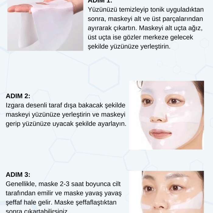 ® Yeni Ürün Kolajen Şeffaf Kore MaskesiHA ve Vitamin B5 İçerikli Parlaklık ve Nemlendirme 4 Adet