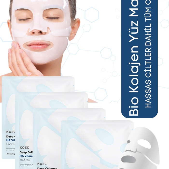 ® Yeni Ürün Kolajen Şeffaf Kore MaskesiHA ve Vitamin B5 İçerikli Parlaklık ve Nemlendirme 4 Adet
