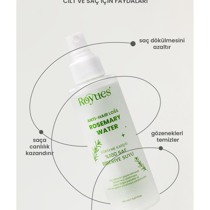 ® Yeni Ürün Biberiye SuyuDökülme Karşıtı ve Saç Uzatma Etkili Saç Toniği Pure Rosemary Water 150ml