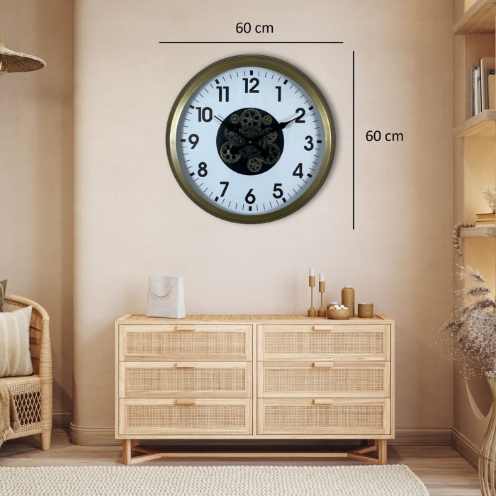 ® Yeni Ürün Eskitme 60 Cm Çarklı Klasik Duvar Saati