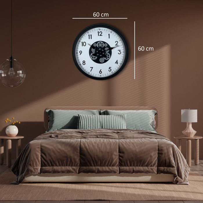 Black Motion 60 Cm Çarklı Duvar Saati
